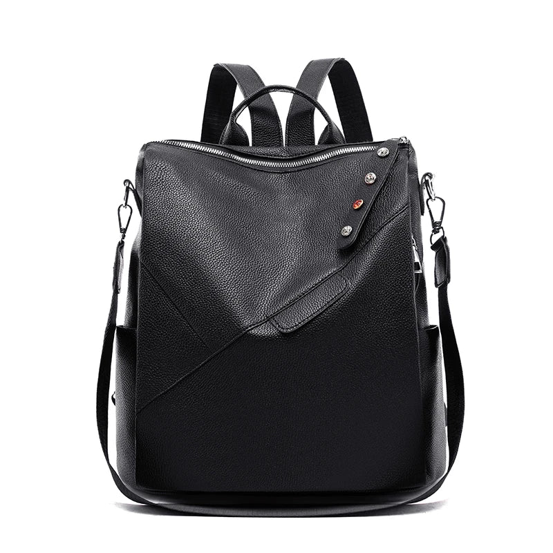 Women Anti-theft Backpack Leather Shoulder Bag Travel Rucksack