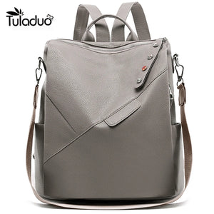 Women Anti-theft Backpack Leather Shoulder Bag Travel Rucksack