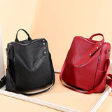Women Anti-theft Backpack Leather Shoulder Bag Travel Rucksack
