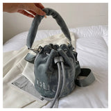 Women Fur Bucket Bags Printed Letters Cross Body Bags Winter