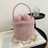Mini Wool Winter Shoulder Bag Chain Cross Body String Drop