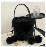 Mini Wool Winter Shoulder Bag Chain Cross Body String Drop