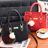 Women Furry Ball Waterproof Handbag Large Capacity Diagonal Bag