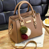 Women Furry Ball Waterproof Handbag Large Capacity Diagonal Bag