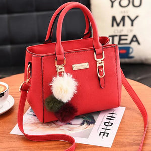 Women Furry Ball Waterproof Handbag Large Capacity Diagonal Bag