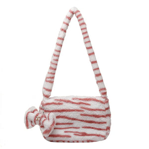 Animal Pattern Shoulder Bag Winter Plush Messenger Bag