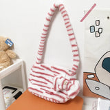 Animal Pattern Shoulder Bag Winter Plush Messenger Bag