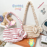 Animal Pattern Shoulder Bag Winter Plush Messenger Bag