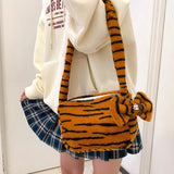 Animal Pattern Shoulder Bag Winter Plush Messenger Bag