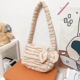 Animal Pattern Shoulder Bag Winter Plush Messenger Bag