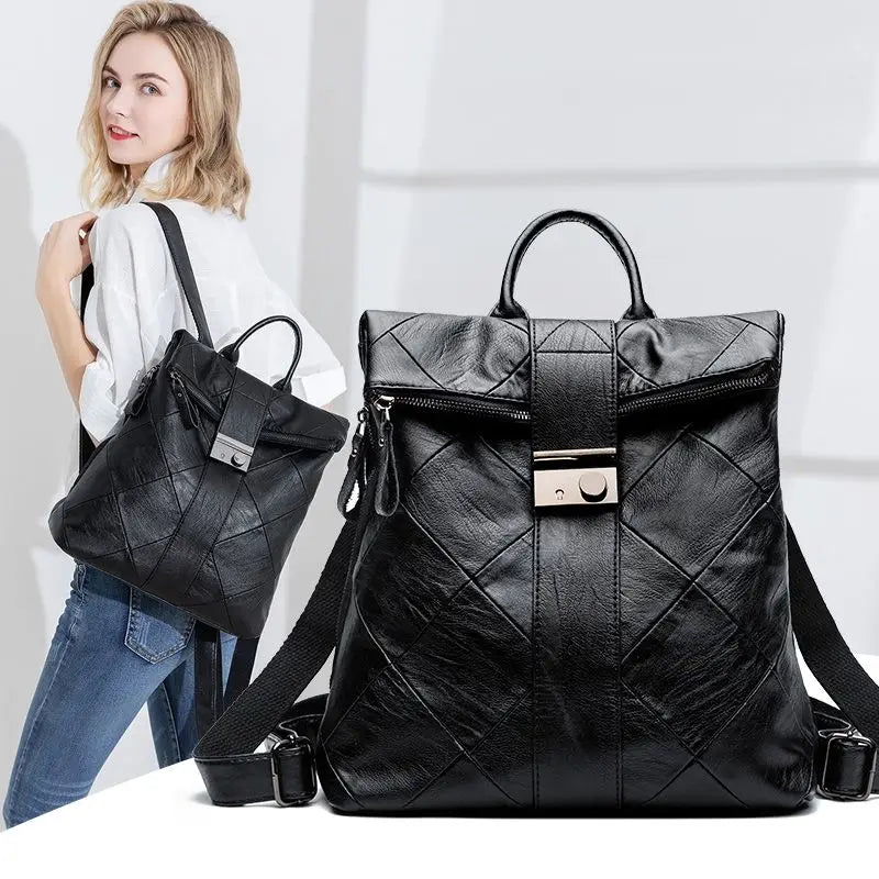 Vintage Diamond Backpack Large Capacity Travel Bag for Women