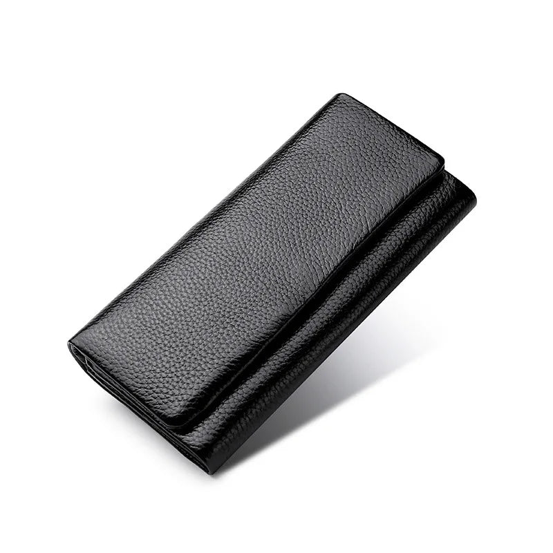 Women Leather Wallet Long Lychee Pattern Top Casual Business Wallet