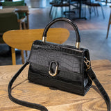 Women Messenger Bag Small Square Crocodile Pattern One Shoulder Bag
