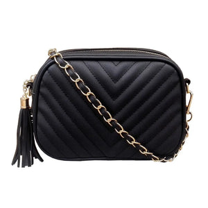 Small Leather Tassel Messenger Bag for Women