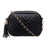 Small Leather Tassel Messenger Bag for Women