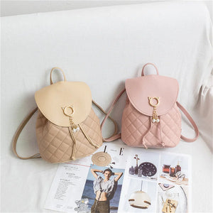 Women PU Leather Shoulder Mini Backpack Diamond Lattice Phone Pouch