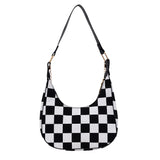 Women Pu Houndstooth Shoulder Bag Mini Casual Leather Zipper Chain