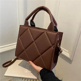 Women Shoulder Bag Plaid Crossbody Bag Top Handle Handbag