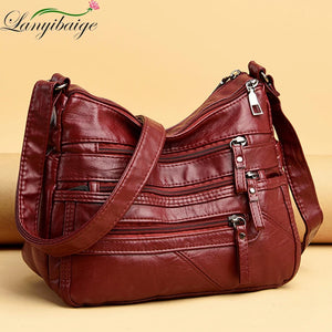 Leather Shoulder Crossbody Bags for Women Multiple Pockets Tote Bag
