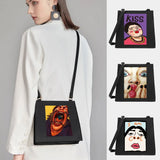 Women Square Bags Shoulder Crossbody Retro Funny Pattern Commute Tote Messenger