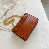 Crocodile Pattern Crossbody Bag Chain Evening Party Clutch