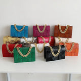 Crocodile Pattern Crossbody Bag Chain Evening Party Clutch