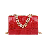 Crocodile Pattern Crossbody Bag Chain Evening Party Clutch