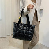 Winter Puffer Totes Handbag Diamond Lattice Shoulder Purse Style
