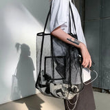 Women Mesh Single Shoulder Bag Lightweight Portable Shopping Travel Beach Bag