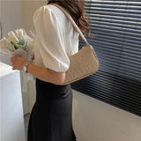 Women Underarm Bag PU Leather Solid Handbags Girls Small Shoulder Bags