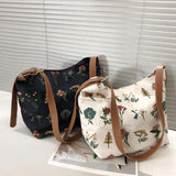 Vintage Floral Print Shoulder Bag High Capacity Lady Tote Bag