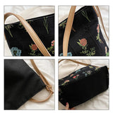 Vintage Floral Print Shoulder Bag High Capacity Lady Tote Bag