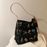 Vintage Floral Print Shoulder Bag High Capacity Lady Tote Bag