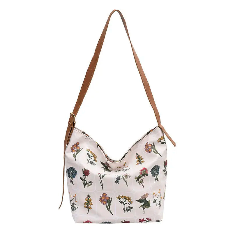 Vintage Floral Print Shoulder Bag High Capacity Lady Tote Bag
