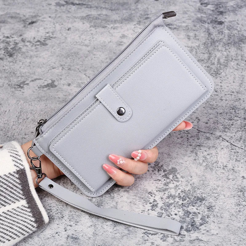 Multifunctional PU Leather Wallet Long Clutch Zipper Student Wallet