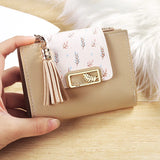 Tassel Pendant Short Women Wallet Solid Leaf Purse
