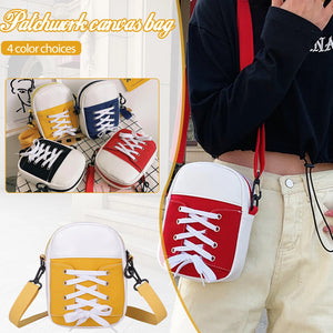 Canvas Messenger Bag Funny Sneaker Shape, High-quality PU Shoulder Bag