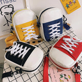 Canvas Messenger Bag Funny Sneaker Shape, High-quality PU Shoulder Bag
