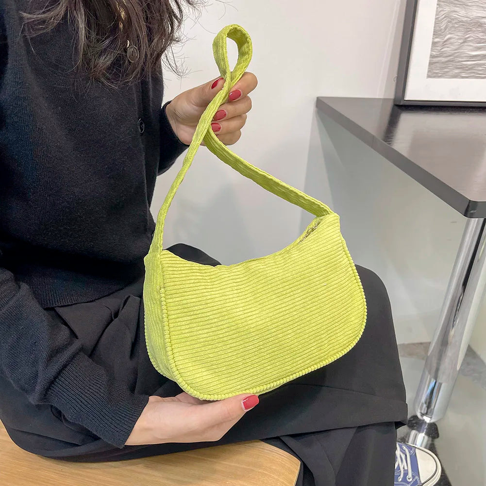 Corduroy Shoulder Bag Underarm Handbag Women Sh...
