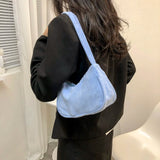 Corduroy Solid Shoulder Bag Underarm Handbag