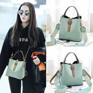 Women's Tassel Bucket Bag PU Leather Lightweight Shoulder Messenger Bag