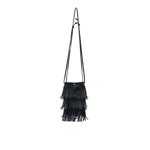 Women's Tassels Phone Bag Soft PU Leather Small Shoulder Crossbody Bag