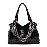 Women's PU Leather Shoulder Bag Sequined Patent Leather Bag