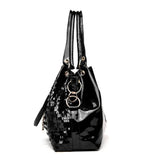 Women's PU Leather Shoulder Bag Sequined Patent Leather Bag