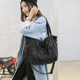 Women's Washed Leather Shoulder Bag Soft Leather Big Bag