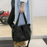 Women's Washed Leather Shoulder Bag Soft Leather Big Bag