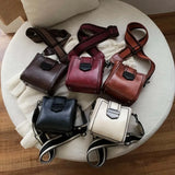 Women's PU Leather Shoulder Bag Retro Messenger Bucket Bag