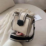 Women's PU Leather Shoulder Bag Retro Messenger Bucket Bag