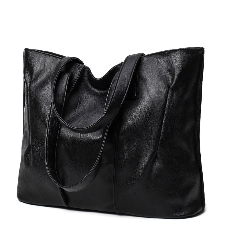 Women's PU Leather Large Tote Bag Shoulder Handbag