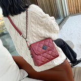 Women's PU Leather Rhombus Shoulder Bag with Chain